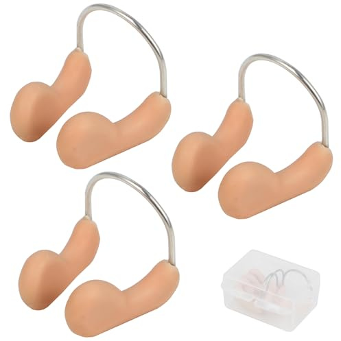 Aestustheri 3Pcs Swimming Nose Clip for Adults - Waterproof Silicone Nose Plugs for Swimming Adults, Unisex Competition Nose Clip with Training Protector