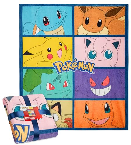 Pokémon Lit Plaid Polaire, Couverture 150x130cm, Accessoires Literie - Cadeau Enfant Ado