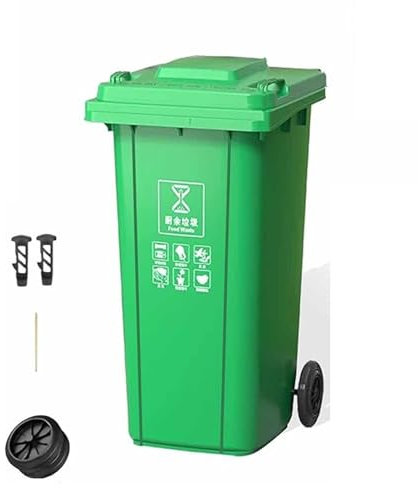 TINGMIAN Pattumiera Esterni Pattumiera Grande 80L 100L 120L 240L Con Coperchio E Ruote, Pattumiera Commerciale Resistente For Cucina Interna Ed Esterna(Green,80L)