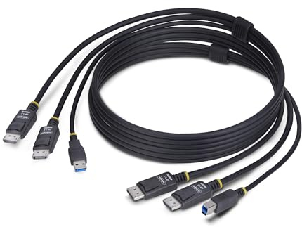 StarTech.com Câble KVM Double DisplayPort de 1,8m et USB 5Gbps, 4K60Hz, Câble Combo à Compatibilité Universelle pour Switchs KVM