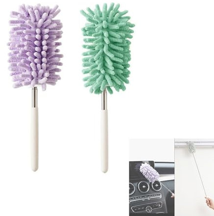 2 pezzi di spolverino telescopico con microfibra – lavabile, estensibile fino a 71 cm, per interni auto, coperte, mobili e molto altro ancora