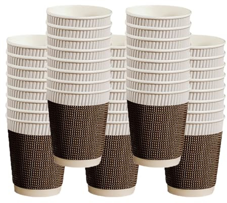 pafnisoin Kaffeebecher 20 Stück Pappbecher 250ml Papierbecher Einwegbecher Pappbecher Kaffeetassen Trinkbecher（Goldbraun）