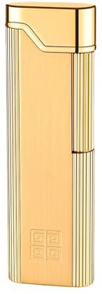bcdef Accendino Ricaricabile Ultrasottile in Metallo, Accendino retrò con Mola a Slittamento Laterale e Fiamma Morbida, Fiamma Regolabile, Adatto Come Regalo for Uomo.(Gold 1)
