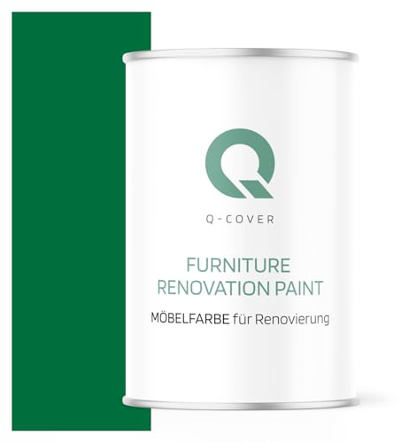 Q-COVER Vernice per mobili satinata, colore: Verde menta RAL 6029, 1 L, colore legno per interni | coprente, a base d’acqua, antigraffio, per cucine, armadi, tavoli, giardino