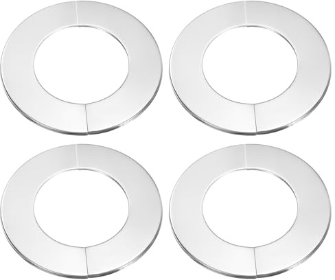 sourcing map 4pcs Wall Split Flange 3.19 (81mm) Stainless Steel Round Self-Adhesive Split Flange Pipe Cover Clip-on Escutcheon Collar for Floor Ceiling Bathroom Kitchen Toilet