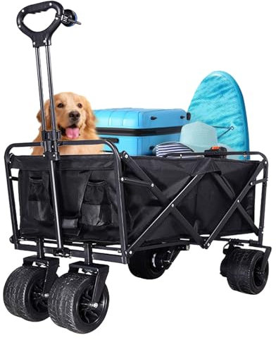 Chariot de camping électrique pliable de 200 L/150 kg Idéal pour les festivals, la plage, les pique-niques, les sports et les activités, facile à transporter