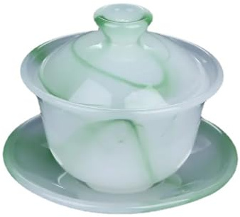 Tazas de té chinas, Tazón pequeño de porcelana verde esmeralda de 100 ml con tapa for sopera, taza de té de vidrio coloreado