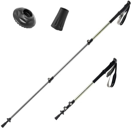 Qunature Bastoni da Trekking Pieghevoli 1 Pezzo, Bastoncini Trekking in 6061 Alluminio Telescopici 62-135cm Leggero con Manico in EVA, per Nordic Walking Montagna Escursioni Sci, Verde