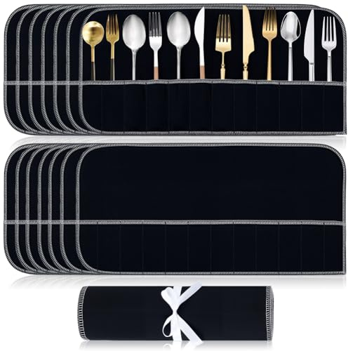 arricraft 15 Stück Anlaufschutz Aufbewahrungsbeutel Für Silber Besteck Organizer Aus Filz Mit Weißem Band Für alle Küchenbesteck Utensilien Und Teelöffel (9.52x19.68(5) cm)