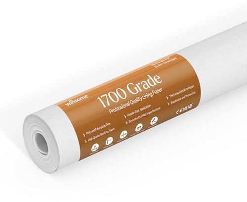 WINSOME 1700 Grade Lining Paper for Walls - Thick Paintable White Wallpaper Suitable for New & Damaged Walls for Paint -Single 10 Metre (Pack of 1)