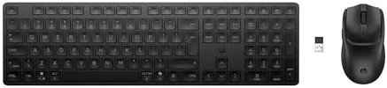 HP 490C Combo Teclado y Ratón Inalámbricos Multidispositivo (Puerto USB-A, Bluetooth, 22 Teclas Programables, Receptor USB, Tecla Copilot, Batería de Larga Duración) QWERTY Español, Negro