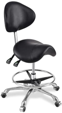 FXLUHAY Drehstuhl, Sattelhocker, Drehstuhl, hydraulisch Verstellbarer Hocker mit Rollen for Salon, Spa, Massage, Tattoo, Dental(Black)