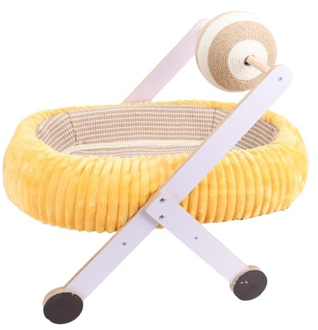 Qcwwy Cama Rascadora para Gatos, 23,62 X 15,35 Pulgadas, Compacta, Cómoda, Integrada, Hamaca para Gatitos, Bola Rascadora, Salón Rascador para Gatos con Tablero de Densidad de