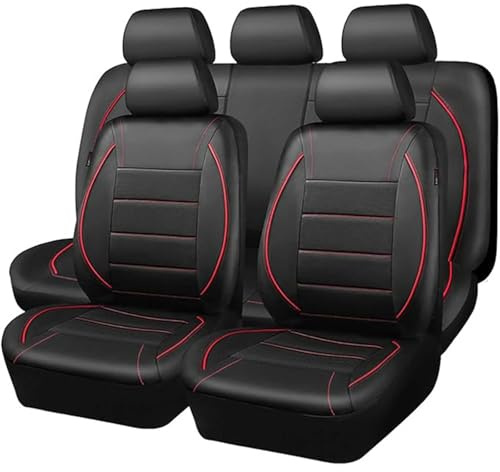 HHCVLUZI 9Pcs Juego De Fundas De Asiento para Renault Clio 3 2005 2006 2007 2008 2009 2010 2011 2012,Cuero Protector De Cubreasientos Delanteros Y Traseros De Cuero Interior Accesorios,Red