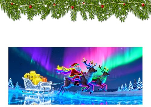 Copertura per porta del garage di Natale – Tela di Piattaforma Fluorescente 2D, Pannello di Decorazione per Vacanze, Copertura Esterna Attivata UV | Ideale per Portico, Parete, Porta C