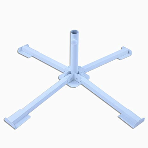 Fdit Support de Parasol de Plage Pliable Portable, Support de Base en Fer Stable pour Parasol de Patio Extérieur, Blanc, 15,7 X 5,1 X 3,9 Pouces, Applicable pour la Plage/Jardin/Piscine (White)