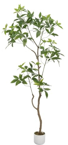 6.6 FT Money Tree Artificial, Tall Fake Money Tree with planters Artificial Umbrella Tree Artificial Plants for Indoor Outdoor Home Office
