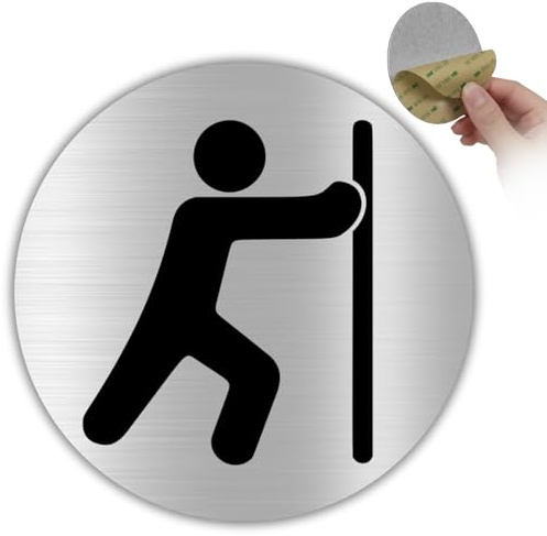 LEIASA | Señal Empujar Puerta - Ø 10 cm - Aluminio - Apertura Hacia Fuera