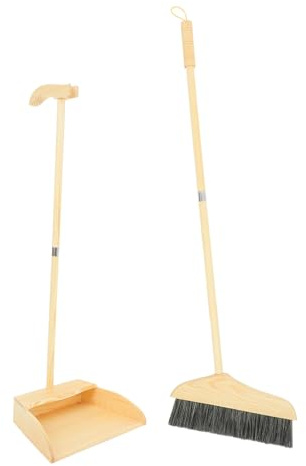 Abaodam 1 Set Balai de Nettoyage Long Manche et Pelle à Poussière en Bois Poils Souples, Design Portable et Léger pour Nettoyage Rapide Garages et Centres Commerciaux