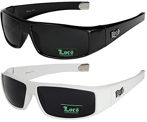 2er Locs Herren Damen Männer Frauen Unisex Sonnenbrillen Motorradbrille Motorradsonnenbrille Sportbrille Radbrille - 1x Locs 9035 schwarz und 1x Locs 9035 weiß - Modell 05 + 06 -