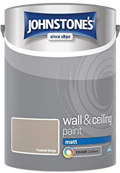 Johnstone's - Wall & Ceiling Paint - Toasted Beige - Matt Finish - Emulsion Paint - Fantastic Coverage - Easy to Apply - Dry in 1-2 Hours - 12m2 Coverage per Litre - 5L