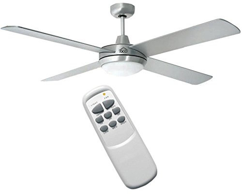 DCG VE40 VENTILATORE DA SOFFITTO 4 PALE MINIMA RUMOROSITA' CON PORTALAMPADA INCLUSO ATTACCO E27 - TELECOMANDO IN DOTAZIONE PER ACCENSIONE REGOLAZIONE VELOCITA'LARGHEZZA PALE 130CM (SINGOLA PALA 50CM)
