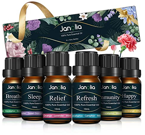 Janolia ätherisches Öle Set, Upgrade-Paket,Reines Natürliche Duftöle Set für Diffuser Entspannung Schlaf verbessern
