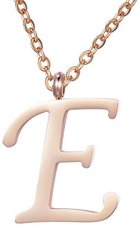 Morella Damen Halskette mit Buchstaben Anhänger Edelstahl Rosegold in Schmuckbeutel