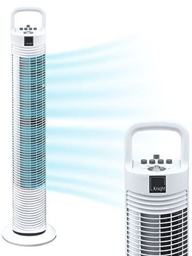 Knight 32'' Tower Fan, 120 Minutes Timer with Auto Power Off, 3 Wind Modes with Widespread Oscillation, Eco-Friendly, Quiet Operation, 81.5cm High - (White)