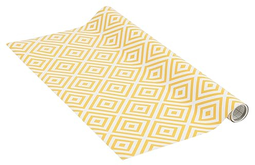 Venilia Papier adhésif | Curry Yellow Motif rétro Jaune | 45 cm x 1,5 m, Épaisseur 95μ | Film autocollant pour meuble et cuisine, film décoratif, papier peint | PVC sans phtalates | Fabriqué en UE