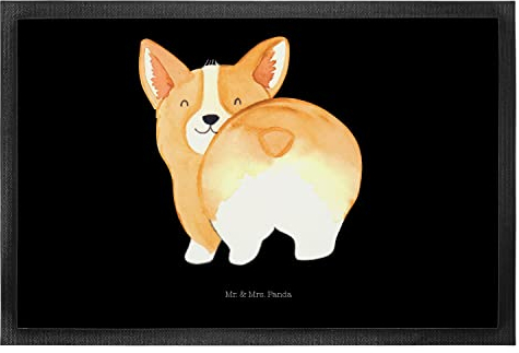 Mr. & Mrs. Panda 50 x 75 cm Fußmatte Corgi Po - Geschenk, Spruch, Motivation, Gummimatte, Corgie, Sprüche, Hund, Hundespruch, Tierliebhaber, Fußmatte