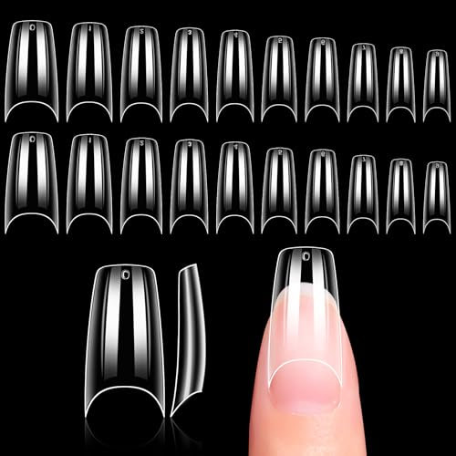 Makartt 500 Pezzi Acrilico Unghie Finte, Mezza Copertura Artificiale Falsi Unghie, Punte per Unghie per Saloni di Manicure Trasparente Unghie Tips Set in 10 Taglie