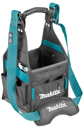 Makita E-15453 Werkzeugtasche quadratisch, mit Tragegriff und Schultergurt, tiefe Mulde und viele Außenfächer, 10 Liter Fassungsvolumen, Polyester, 260 x 220 x 410 mm (LxBxH)