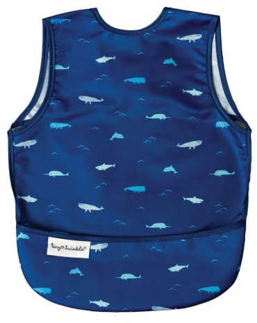 Tiny Twinkle Mess Proof Baby Bib for Boys | Waterproof Toddler Bib for Eating | Baby Apron for Feeding, Machine Washable | Perfect Shower Gift (Ocean Life, 6–24M)