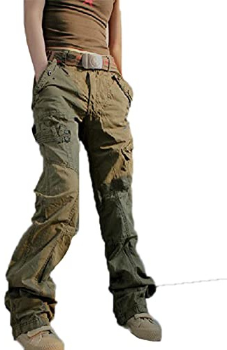 each women Pantaloni Cargo da Donna Pantaloni da Lavoro Tattici Militari Pantaloni da Allenamento Larghi Multi-Tasche