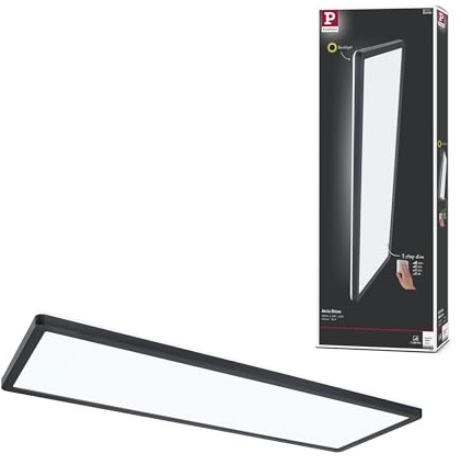 Paulmann 71017 LED Panel Atria Shine 3-Step-Dim eckig incl. 1x22 W dimmbar Tageslichtweiß Lichtpanel Kunststoff Deckenpanel 4000 K, Schwarz, 580 x 200 mm