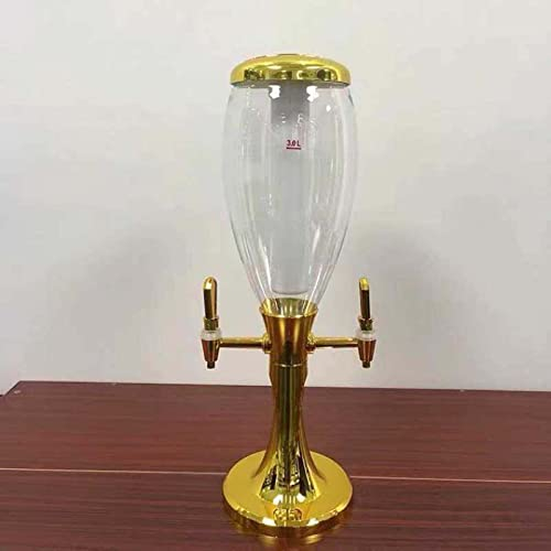 RONGJJ 3 L Tireuse à Bière, Distributeur De Bière à La Tour avec Robinet, Distributeur De Boisson, avec Tour De Bière Et Tube De Glace pour Une Soirée Dansante, Gold-A, 3L
