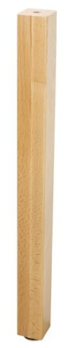 WAGNER Möbelbein/Tischbein/Möbelfuß/Tischfuß Design BUCHE eckig, quadratisch - 60 x 60 x 720 mm, Massivholz Buche, Natur, inkl. QuickClick® Softgleiter Ø 50 mm, Innengewinde Ø 10 mm - 12787401