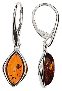 Bernstein Ohrringe von Artisana-Schmuck, moderne Ohrhänger mit Bernstein, gefasst in 925/000 Sterling Silber rhodiniert