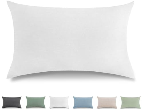 TOCOMOA Kissenbezug 40x60 cm 2er Set - 100% Gewaschene Baumwolle Kissenbezüge Oeko-TEX Zertifiziert, Leinenoptik und Atmungsaktiv Kissenhülle, Weiß Kopfkissenbezug mit Reißverschluss