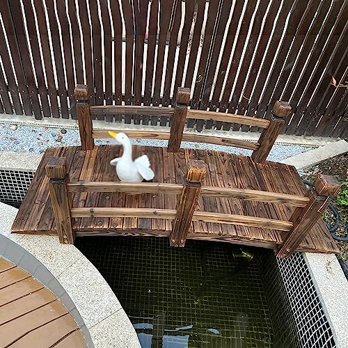 Ponte da Giardino Ponte da Giardino In Legno Massiccio con Parapetti di Sicurezza, Piccolo Ponte Stagno Retrò All'aperto, Passerelle Pedonali Della Decorazione del Giardino del Patio Domestico, Ponte