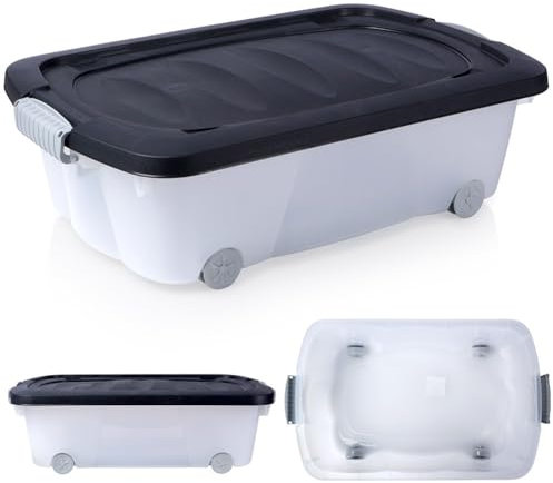 Vilde Boîte de rangement basse sous le lit - Avec roulettes - 24 l