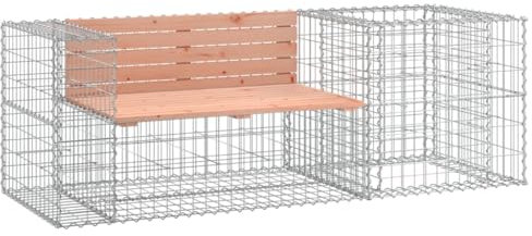 vidaXL Garden Bench with Galvanized Steel Gabion Basket Base and Solid Douglas Wood Seat - Compact and Durable Outdoor Seating