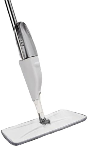Microfibre Spray Mop with Washable Pads for Hardwood & Hard Floors - Machine Washable Dust Mop (Grey)