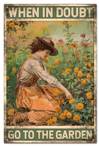 GLOBLELAND Vintage Metall Blechschild - Frauen und Blumen Wanddekoration mit Garden Motiv - Blechgemälde, 12x8 Zoll