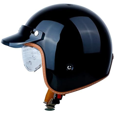 Retro Motorrad Halbhelme Deutscher Stil Motorradhelm Jethelm Mit Visier Halbschalenhelm Scooter-Helm DOT/ECE Zulassung Roller-Helm Für Cruiser Chopper Biker Moped 2,M:57-58CM