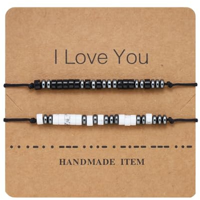 Matching Bracelets for Couples, Morse Bracelet for Men Boyfriend, Love Forever Bracelets for Couples Matching Relationship Couple Bracelets Jewelry Gifts for Bf and Gf Husband Wife - I love You