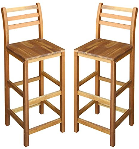 Lauuoeriau Outdoor-Sitz, Outdoor-Stühle, Barstühle, 2 Stück, massives Akazienholz