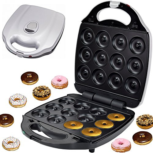 Syntrox Donut Maker Kombigerät mit Wechselplatten, 2000 Watt Leistung, Edelstahl, Silbernes Design, Antihaftbeschichtet, einfache Reinigung, Küchenmaschine
