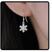 Wedity Weihnachtsohrringe, Schneeflocken-Ohrringe für Damen, Silber, kurze Ohrringe, Schnee-Blumen-Ohrhänger, Schmuck, Geschenke für Sie, Einheitsgröße, Metall, Kein Edelstein